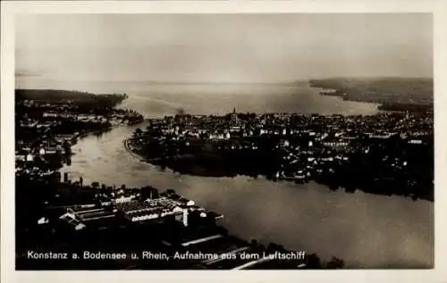 Ak Konstanz am Bodensee, Totalansicht, Aufnahme aus Luftschiff