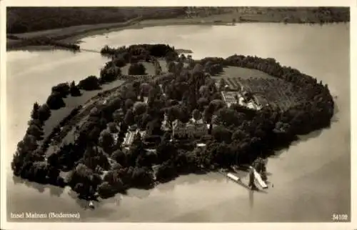 Ak Insel Mainau im Bodensee, Fliegeraufnahme der Insel