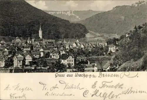 Ak Bad Urach, Gesamtansicht der Stadt, Amanduskirchturm