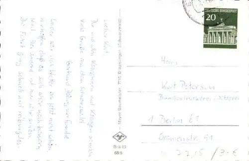 Ak Bräunlingen im badischen Schwarzwald, Teilansicht, Kirchturm