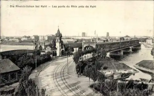 Ak Kehl Rhein, Die Rhein Brücken bei Kehl