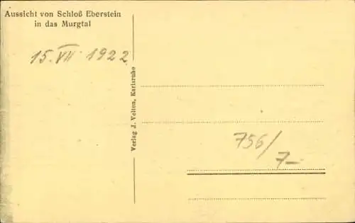 Ak Gernsbach im Schwarzwald, Schloss Eberstein, Totalansicht, Murgtal