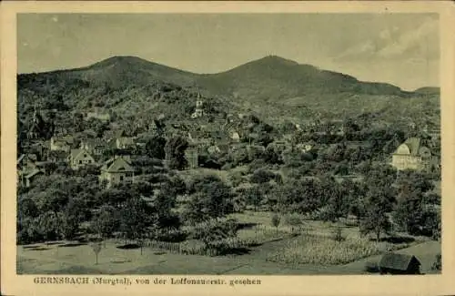 Ak Gernsbach im Murgtal Schwarzwald, Teilansicht, Blick von der Loffenauerstraße