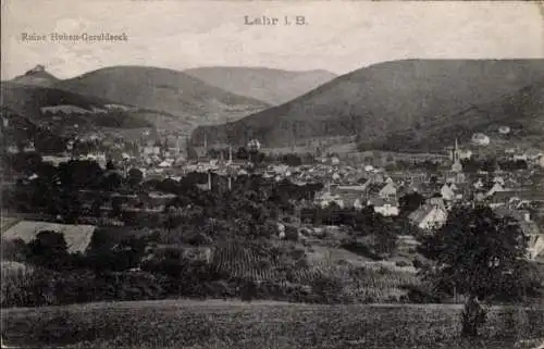 Ak Lahr im Schwarzwald Baden, Gesamtansicht, Ruine Hohen-Geroldseck