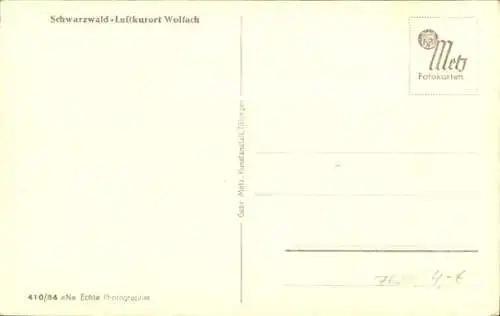 Ak Wolfach im Schwarzwald, Gesamtansicht, Gebirge, Flussbiegung