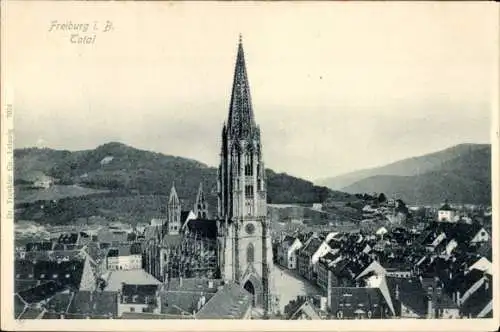 Ak Freiburg im Breisgau, Teilansicht, Münster