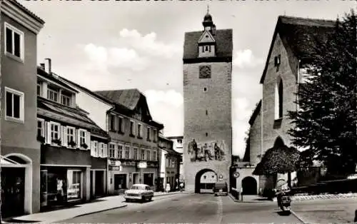 Ak Isny im Allgäu, Wassertorturm, Turmuhr