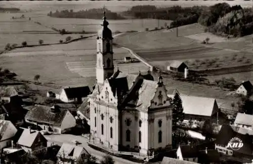Ak Steinhausen Bad Schussenried in Oberschwaben, Wallfahrtskirche, Vogelperspektive
