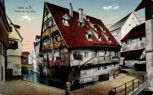 Ak Ulm an der Donau, Wohnhaus an der Blau