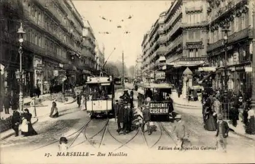 Ak Marseille Bouches du Rhône, Rue Noailles, Tram