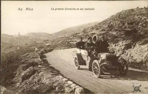 Ak Nizza Nizza Alpes Maritimes, Grande Corniche und seine Stammgäste