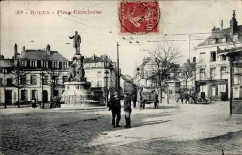 Ak Rouen Seine-Maritime, Place Cauchoise, Denkmal