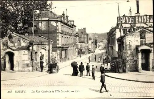 Ak Rouen Seine-Maritime, Rue Centrale de l’Ile Lacroix