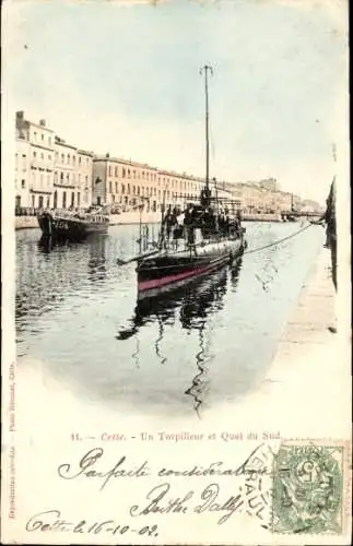 Ak This Hérault, ein Torpedoboot, Quai du Sud