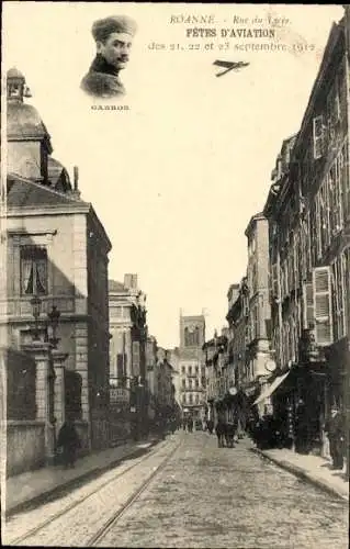 Ak Roanne Loire, Luftfahrtfestival September 1912, Rue du Lycée, Garros