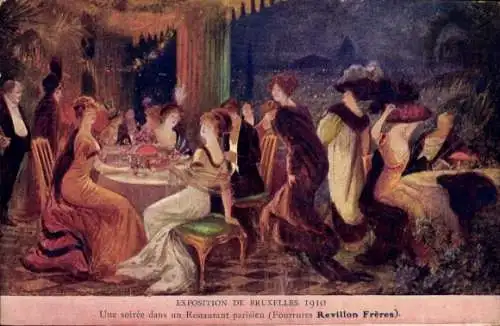 Künstler Ak Brüssel Brüssel, Weltausstellung 1910, Abend in einem Pariser Restaurant