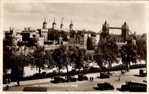 Ak London City England, Tower mit Tower Bridge