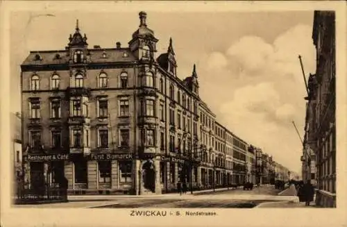 Ak Zwickau in Sachsen, Nordstraße, Restaurant Café Fürst Bismarck, Margaretentag 1911