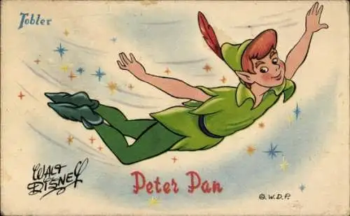 Künstler Ak Walt Disney, Peter Pan, Chocolats Tobler, Reklame