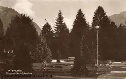 Ak Interlaken Kanton Bern Schweiz, Kursaalgarten, Jungfrau