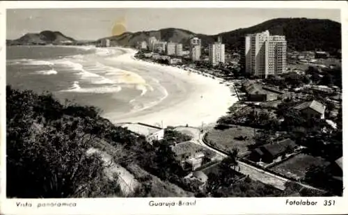 Ak Guarujá Brasilien, Panorama, Strand