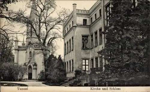 Ak Dąbroszyn Tamsel Ostbrandenburg, Kirche, Schloss