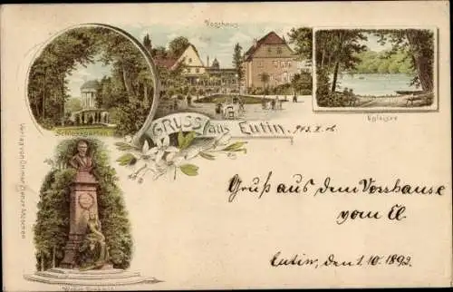 Vorläufer Litho Eutin in Ostholstein, Schlossgarten, Weber Denkmal, Vosshaus, Ugleisee, Uklei