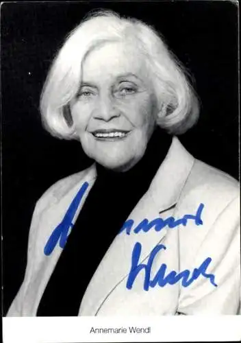 Ak Schauspielerin Annemarie Wendl, Portrait, Autogramm