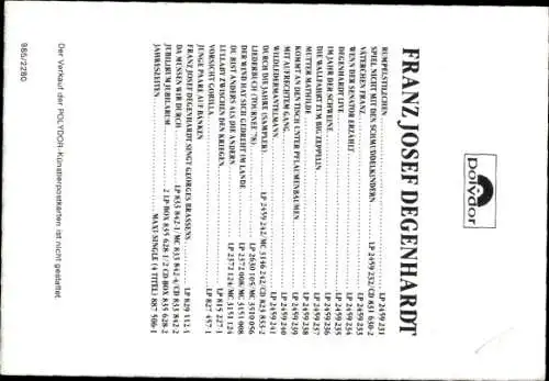 Ak Sänger Franz Josef Degenhardt, Portrait, Autogramm