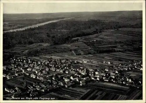 Ak Hügelsheim am Rhein, Fliegeraufnahme