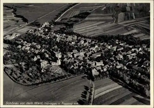 Ak Schönau vor dem Walde in Thüringen, Fliegeraufnahme