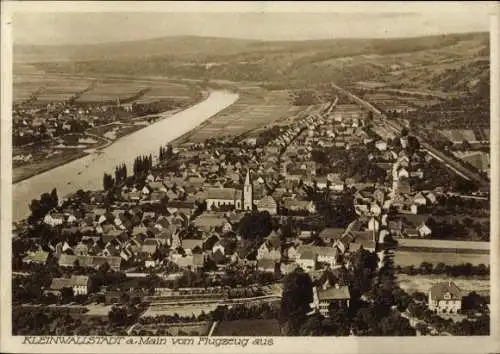 Ak Kleinwallstadt in Unterfranken, Fliegeraufnahme