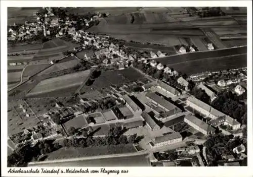 Ak Triesdorf Weidenbach in Mittelfranken, Fliegeraufnahme, Ackerbauschule