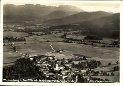 Ak Wackersberg Bad Tölz, Gasthof Altwirt, Fliegeraufnahme