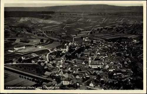 Ak Langenlonsheim an der Nahe Pfalz, Fliegeraufnahme