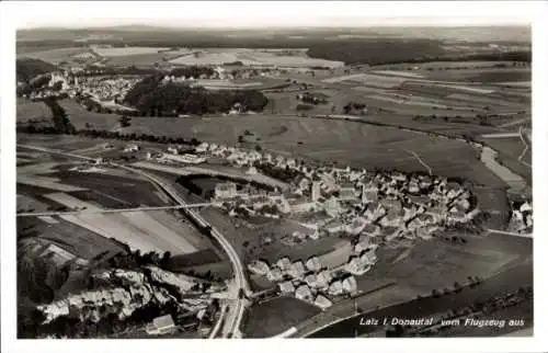 Ak Laiz Sigmaringen an der Donau, Fliegeraufnahme