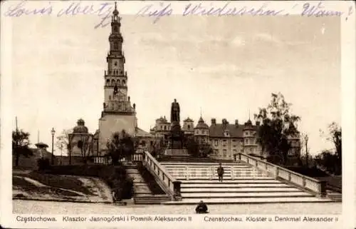 Ak Częstochowa Tschenstochau Schlesien, Jasna Góra, Kloster, Denkmal Alexander II