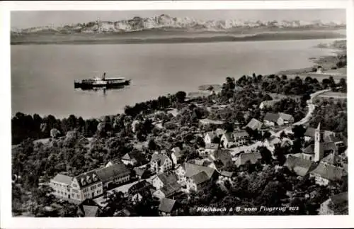 Ak Fischbach Friedrichshafen am Bodensee, Fliegeraufnahme, Dampfer, Kirche