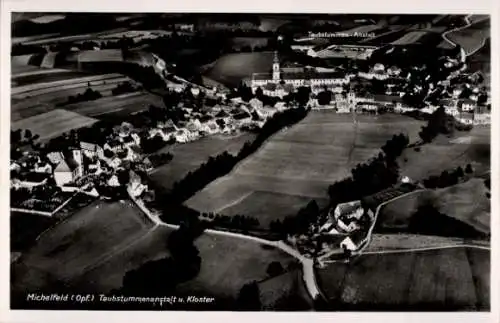 Ak Michelfeld Auerbach in der Oberpfalz Bayern, Fliegeraufnahme, Taubstummenanstalt, Kloster