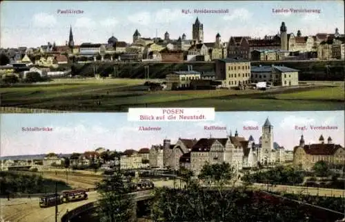 Ak Poznań Posen, Paulikirche, Residenzschloss, Landesversicherung