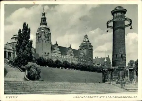Ak Szczecin Stettin Pommern, Hakenterrasse, Regierungsgebäude