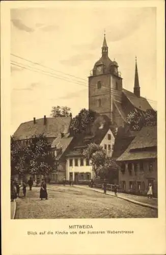 Ak Mittweida in Sachsen, Kirche, Weberstraße