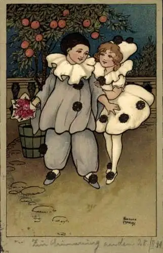 Künstler Ak Pierrot und Pierrette