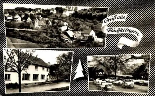 Ak Buchklingen Birkenau im Odenwald Hessen, Gasthaus grüner Baum, Panorama vom Ort