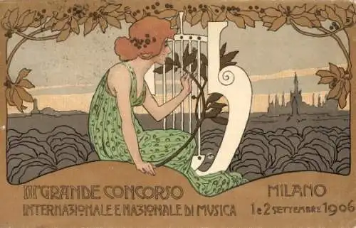 Jugendstil Ak Milano Mailand Lombardia, III Grande Concorso Internationale di Musica 1906