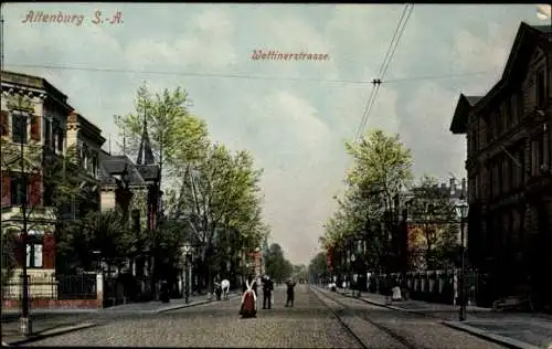 Ak Altenburg, Blick in die Wettinerstrasse