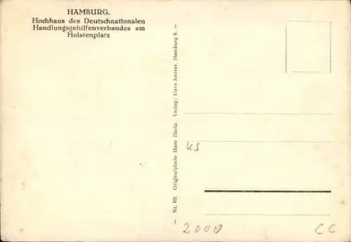 Ak Hamburg, Hochhaus des D. H. V. am Holstenplatz