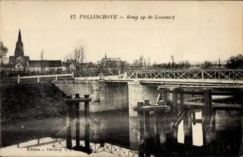 Ak Pollinchove Pollinkhove Westflandern Belgien, Loovaart-Kanal, Brücke