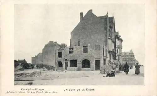 Ak  Koksijde Coxyde sur Mer Westflandern, Plage, un coin de la Digue