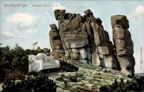 Ak Słonecznik Mittagstein Podgórzyn Giersdorf Riesengebirge Schlesien, Mittagsteine